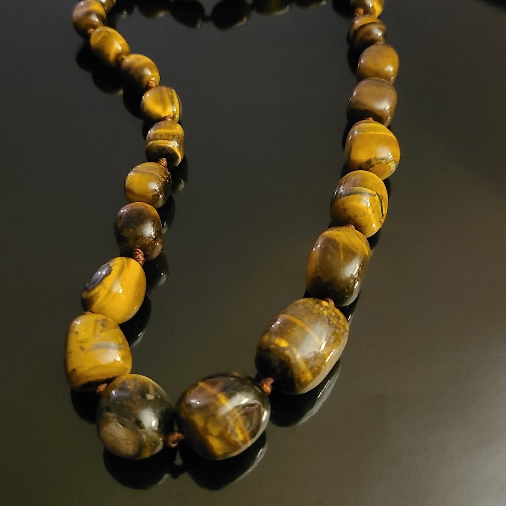 Gemstone Short Necklace-Tigers Eyes gemstone necklace-Gemstone jewelry